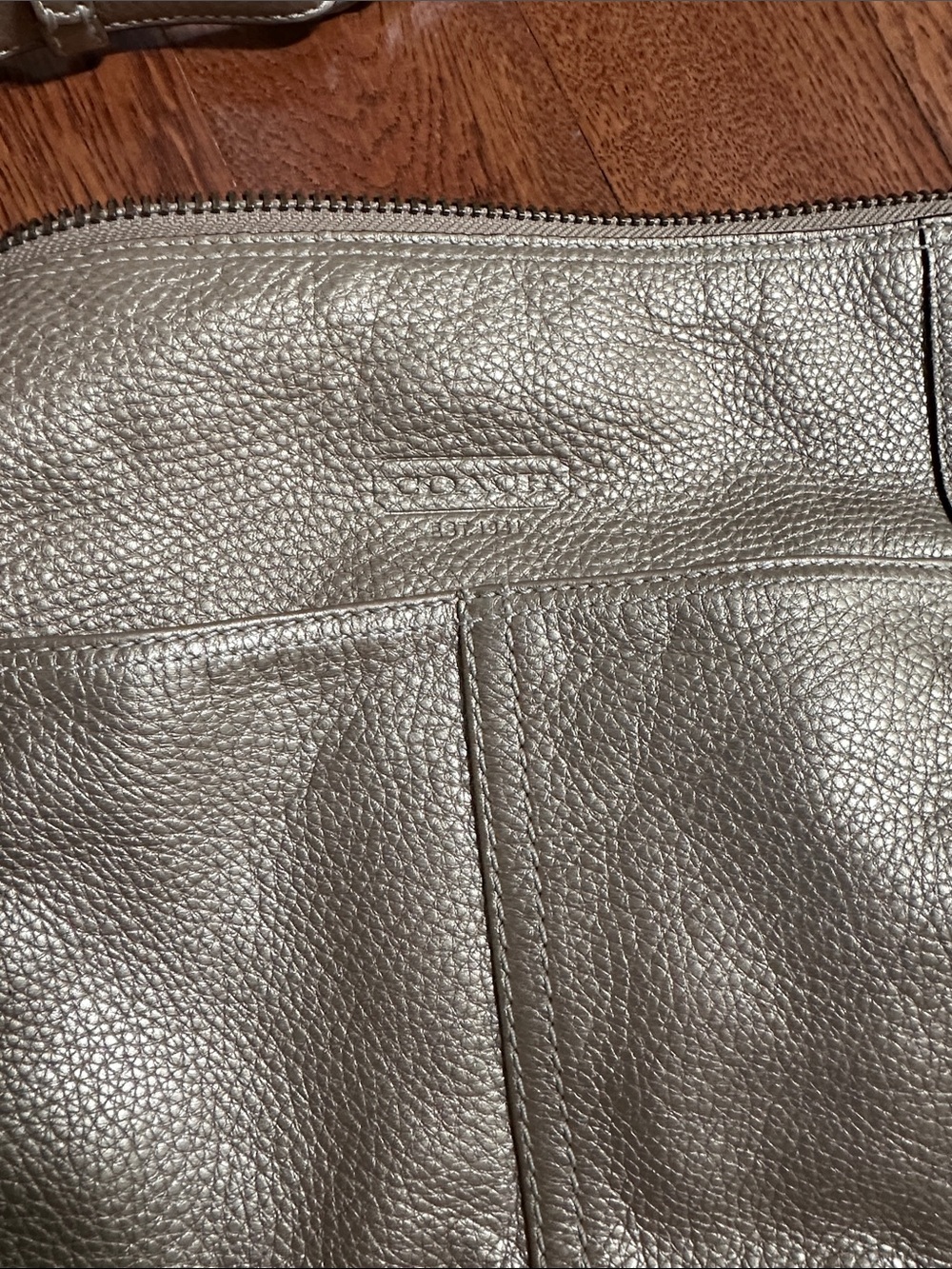 Coach Metallic Silver Pebbled Leather Shoulder Bag